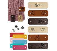 12PCS Custom Handmade Label with Rivet - Made with Love, Personalized Name Tags for Crochet, Knits Projects and Clothes (Style 1-2.5 * 0.8in)