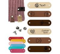12PCS Custom Handmade Label with Rivet - Made with Love, Personalized Name Tags for Crochet, Knits Projects and Clothes (Style 3-2.5 * 0.6in)