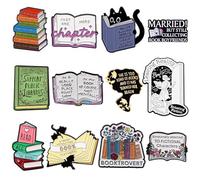 12Pcs Cute Aesthetic Enamel Pins Set, Decorative Book Pins for Backpack