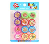 12PCS Cute Cartoon Capybara Self-Ink Stamps DIY Children's Painting Toys and Prizes Self-Ink Stamps for Birthday Party Favor, Carnival Prizes, School Stampers, Goodie Bag, Halloween, Christmas