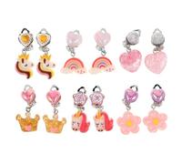 12pcs Cute Cartoon Clip on Earrings for Girls No Pierced Lightweight Kids Jewelry Dress Up Accessories Birthday Party