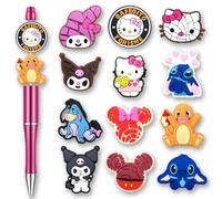 12Pcs Cute Cartoon Focal Beads for Pens, Silicone Focal Beads for Making DIY Bead Pens Keychain Jewelry