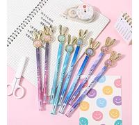 12PCS Cute Rabbit Cartoon Gel Pen Creative Liquid Gel Ink Rollerball Pen Novelty Creative Design,Novelty Fun Writing Pen for Kids,School Gift Office Home Supplies, Black Refill 0.38mm