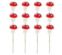 12PCS Cute Small Mushroom Christmas Tree Ornament Xmas Hanging Pendants for Home Party DIY Decoration (Red) Unisex