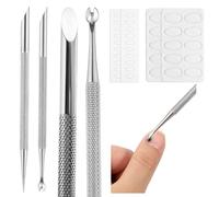 12Pcs Cuticle Pusher, Pre-treatment Dual Ended Cuticle Remover Nail Pusher Stainless Steel Nail Tool with 100/180 Grit Sandpaper Sheets Polish Remover for Manicure Pedicure Nail Art Gel Polish Peeler