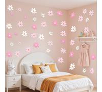 12Pcs Daisy Wall Decals Flower Wall Sticker Cute Daisy Sticker White Flower Decals Peel and Stick for Nursery Bedroom Living Room Home Decoration(Classic Style)