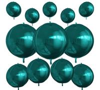 12Pcs Dark Green Round Foil Balloons, 22" 15" 10" 4D Helium Ball Balloon, Metallic Green Foil Balloon for Birthday Graduation Wedding Anniversary New Year Eve Disco Prom Party Decorations