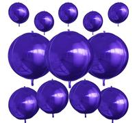 12Pcs Dark Purple Round Foil Balloons, 22" 15" 10" 4D Helium Ball Balloon, Metallic Purple Foil Balloon for Birthday Graduation Wedding Anniversary New Year Eve Disco Prom Party Decorations