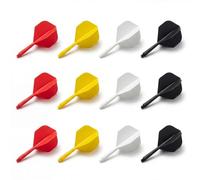 12Pcs Dart Flights and Stems All-in-One Set for Enhanced Performance - Integrated Dart Flights in 4 Vibrant Colors (White, Black,Red, Yellow), 1.38 x 2.95 Inches, for Casual and Competitive Play