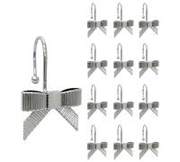 12PCS Decorative Shower Curtain Hooks, Bow Knot Curtain Hooks Shower Rings for Bathroom Baby Room Nursery Art Decors (Bow Knot) (Silver)