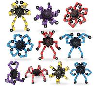 12PCS Deformable Robot Fidget Spinner Transformable Chain Toy for Kids Adults, DIY Fingertip Gyro for Stress Relief, Creative Hand Finger Spinning Desk Toy, Birthday Gift Party Favor