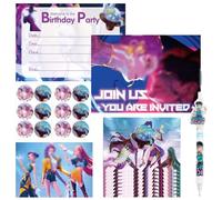 12PCS Demon Party Invitations Kids, Party Invites with Envelopes Stickers Pen, Invitations Birthday Cards for Kids Girls Boys