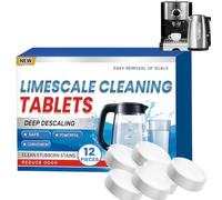 12pcs Descaling Tablets for Kettles&Bottle Bright Cleaning Tablets,Water Bottle Sterilising Tablets,Quick Cleaning,All Purpose Descaler for Shower Head,Kettle,Flasks,Stainless Steel,Plastic and Glass