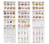 12Pcs Diabetic Food Chart, Meal Planner, Laminated Diet Reference Sheets for Daily Meal Planning, Food List and Glycemic Guide for Type 2 Diabetes, Pre Diabetes, Families and Caregivers