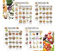 12Pcs Diabetic Food Charts,Diabetic Food Meal Planner,Grocery Food Guide for Diabetics, Wall Chart for Comprehensive Diet Planning
