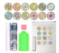 12Pcs Diamond Drawing Fridge Magnet Soft Magnetic Resin Diamond Art Magnets Fridge Stickers 2.75 Inch Mandala Pattern Diamond Drawing Magnet Stickers for Refrigerators Lockers