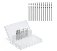 12Pcs Diamond Flame Cuticle Drill Bit with Case, Cuticle Clean Drill Bit for 3/32''Electric Nail, Professional Pro Diamond Nail Bits, Cuticles Remover Nails Polishing Tool for Home Salon Use
