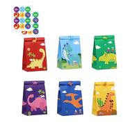 12Pcs Dinosaur Candy Treat Bags Paper Dino Pattern Gift Packaging Bag Goodies Wrapping Pouch for Birthday Party Favors Supplies