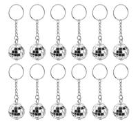 12PCS Disco Ball Keychain, Silvery Mini Keychains Party Favors, Keychain Small Silver Disco Ball Accessories for 70s 80s Disco-Party Supplies Halloween Christmas Party Decorations