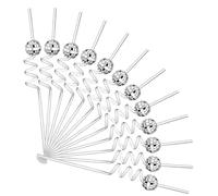 12pcs Disco Ball Straw,Mirror Ball Plastic Curved Straw Disco Decorative Straws,Cocktail Straws Birthday Party Bar Straw for Home Party Wedding Birthday Bar (Silver)