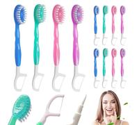 12PCS Disposable Toothbrush with Toothpaste, 5-in-1 Mini Toothbrush with Tongue Scraper + Floss + Pick, Travel Toothpaste for Oral Care On The Go, Mini Toothpast Individually Wrapped, Mixed Flavors