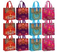12pcs Diwali Tote Bags Non Woven Goodie Bags Bags for Indian Traditional Happy Diwali Party Favor Decoration