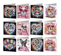 12Pcs DIY 5D Diamond Painting Greeting Cards Kit with Envelopes, Flower Cake Design Greeting Cards for Birthday Holiday Christmas, Handmade Gift for Family Friends Lovers