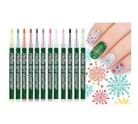 12PCS DIY Christmas Nail Art Pens, Water-Based Easy-to-Use Nail Painting Brushes For Fine Outlining & Coloring