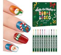 12Pcs DIY Christmas Nail Art Pens, Water-Based Nail Painting Brushes For Easy Detailing & Coloring