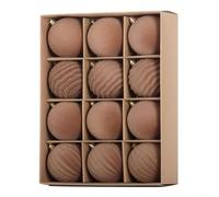 12pcs DIY flocked For Christmas balls designed for holiday decorating, for layering on trees or using in various festive settings (6cm coffee)