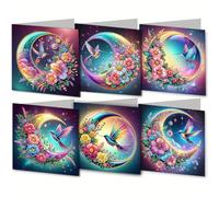 12PCS DIY Greeting Card Set Rhinestone Diamond Art Mosaic Postcards Diamond Art Handmade Cards Creative Birthday & Thanksgiving Card Kit