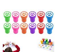 12Pcs Dog Paw Print Stamp, Colorful Self-Inking Stamps, Mini Party Favors Assorted Stamp Set, Educational Learning Activities Supplies for Arts & Crafts