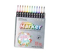 12Pcs Double Line Outline Pens for Arts and Sparkly Edges Pen Glitters Pens for Kids Cards Making Scraps Booking Glitters Markers for Scrapbooking