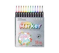 12Pcs Double Line Outline Pens for Arts and Sparkly Edges Pen Glitters Pens for Kids Cards Making Scraps Booking Outline Markers Set