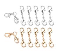12Pcs Double Lobster Clasp Extender Silver Gold Lobster Claw Clasps Extender Necklace Clasp Connector Jewelry Clasps and Closures for DIY Jewelry Making