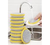 12pcs Double-Sided Multipurpose Sponges For Kitchen & Bathroom Oil-Resistant & Stain-Resistant Scrubbing Pads, Pot Cleaning Wonders Non-Stick Oil Cleaning Cloths, Round Scouring Pads