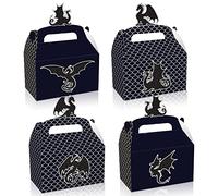 12Pcs Dragon Party Favor Boxes, Black Dragon Party Gift Candy Cardboard Handheld Paper Boxes, Dragon Themed Birthday Party Favor Bags, Perfect for Dragon Party Event Supplies
