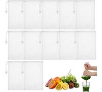 12PCS Drawstring Filter Bags, Reusable Straining Bag, Nut Milk Bag, Juice Strainer and Straining Bag, Cheesecloth for Straining for Cooking, Jam Making, Yogurt, Nut Milk, Food Straining