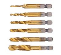 12pcs Drill Taps, Hex Shank Coated HSS Thread and Inch Taps, Tapping Drill Combo Set Thread M3-M10