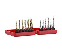 12pcs Drill Taps, Tapping Drill Bit Combo Set with Thread M3-M10, Hex Shank Plated HSS Thread and Inch Taps with Red Case