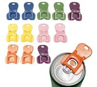 12PCS Drink Can Openers and Protectors, Easy Tab Ring Pull Can Opener Aid with Cover, Colorful Soda Can Protector Caps, Reusable Beverage Can Opener Tool for Coke, Beer, Soda, Kitchen & Travel