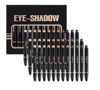 12pcs Dual-Ended Eyeshadow Pencil With Brush, Metallic Cream Shadow Stick, Silky Smooth, Waterproof & Transfer-Proof, Built-In Blender Brush, All-Day Matte & Shimmer Wear Eye Makeup (3 set)