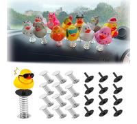 12Pcs Duck Holder for Jeep,Duck Holders for Jeep Dash,Shaking Rubber Ducks Dashboard Decorations,Spring Duck Mounts for Car Dashboard