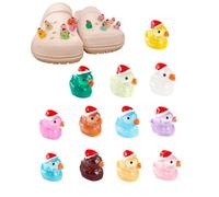 12PCS Duck Shoes Charms Decoration, Yellow Resin Glow in The Dark Rubber Ducks Birthday Decorations Party Clog Charms
