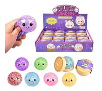 12pcs Dumpling Squishies Toy Set with Steamer Box, Glitter Bao Bun Squishy Fidget Stress Relief Toys, Soft Sensory Squeeze Dough for Kids & Adults Party Favours (4.5x5.3cm) (With Emojis)