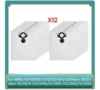 12pcs Dust Bags for Nilfisk 107419593 ATTIX33/44,VL200Aero 20/21,Aero 25/26/31,VC2010L/VC2511 Vacuum Cleaner Parts White