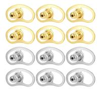 12Pcs Earring Backs for Droopy Ears,Pig Nose Shape Earring Backs,Replacements for Studs,Locking Earrings Backs for Studs Heavy Earrings (Gold + Silver)