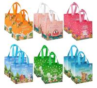 12PCS Easter Gift Bags Large Reusable Bunny Egg Easter Basket Tote Bags, Non-Woven Easter Treat Bags for Gifts Wrapping, Egg Hunt Game, Easter Party Supplies, 8.3×7.9×5.9inch