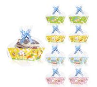 12Pcs Easter Hamper Baskets Easter Basket With Handle Bunny Rabbit Box Containers Egg Hunt Bags for Kids for Snack Candy Kids Party Gifts Blue