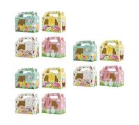 12Pcs Easter Party Gift Packaging Boxes with Clear Window and Top Handles Candy Desserts Case for Festival Celebration Easter Set